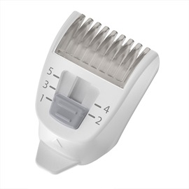 Adjustable 5-length comb (1-5mm) for nose, ear, and brow trimmer.