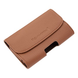 Premium leather travel pouch for the HF1937, side-angle view.