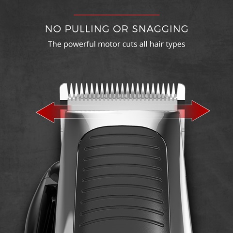 No Pulling or Snagging. The powerful motor cuts all hair types. 