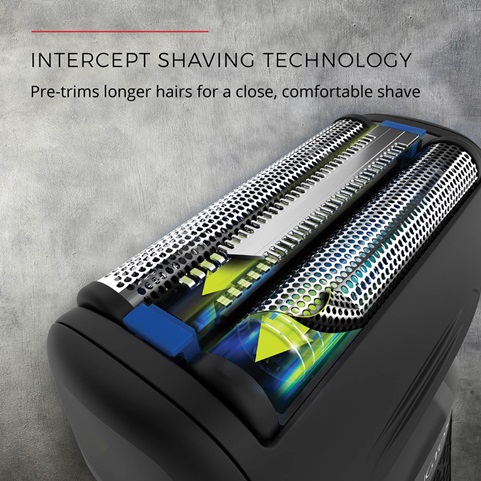 Intercept Shaving Technology pre-trims longer hairs for a close, comfortable shave.