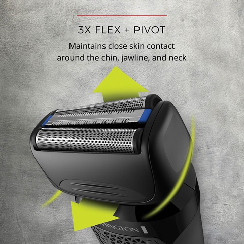 3X Flex + Pivot. Maintains close skin contact around the chin, jawline and neck.