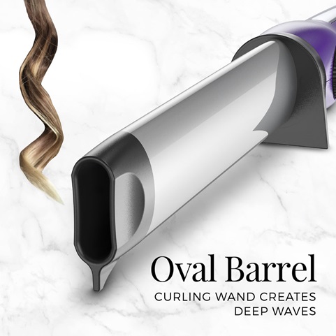 Oval Barrel curling wand creates deep waves