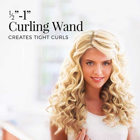 half inch to 1 inch curling wand creates tight curls