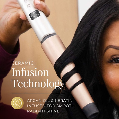 Ceramic Infusion Technology with Argan Oil & Keratin for smooth, radiant shine.