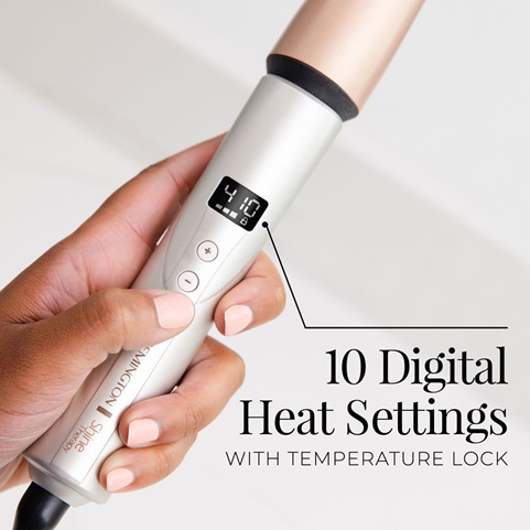 Wand has 10 digital heat settings with temperature lock.