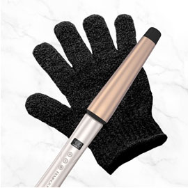 Included accessory: a heat glove to wear while using the curling wand.