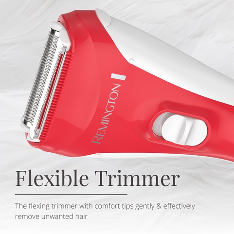 Flexible trimmer with comfort tips gently and effectively remove unwanted hair