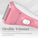 Flexible Trimmer. The flexing trimmer with comfort tips gently and effectively remove unwanted hair