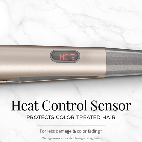 Heat Control Sensor protects color treated hair for less damage and color fading. 