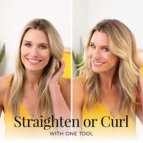 Straighten or curl with one tool