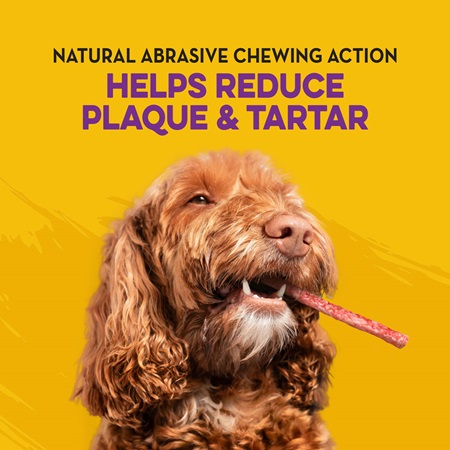 Natural abrasive chewing action helps reduce plaque and tartar