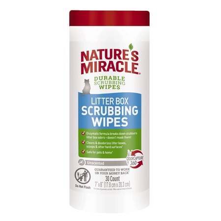 Nature's Miracle Litter Box Scrubbing Wipes, 30 Count, Enzymatic
