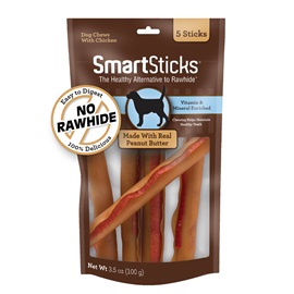 SBPB-00236 SmartBones® SmartSticks® Peanut Butter 5 ct Front Render