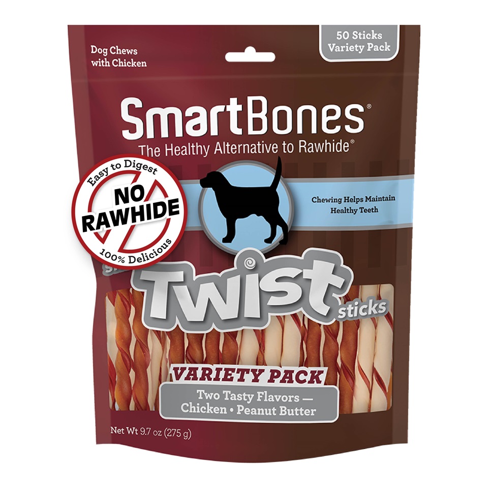 SBM-00462 SmartBone® Twist Sticks Variety Pack, Peanut Butter & Chicken, 50 ct - Front Render