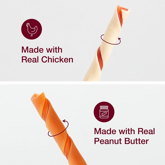 SBM-00462 SmartBone® Twist Sticks Variety Pack, Peanut Butter & Chicken, 50 ct - Made with Real Chicken & Real Peanut Butter