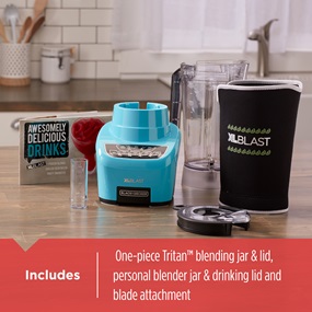 includes blending jar and lid, personal blender jar and drinking lid, and blade attachment