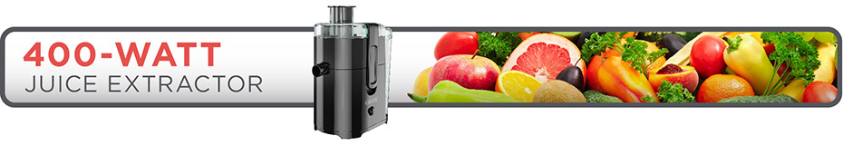 BLACK+DECKER JE2400BD 400-Watt Fruit and Vegetable Juice Extractor with  Space Saving Design, Black 