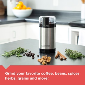 Grind your favorite coffee, beans, spices, herbs, grains and more!