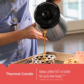 12-Cup Thermal Programmable Coffeemaker carafe keeps coffee hot for up to 2 hours - CM2045B.