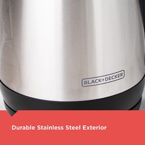 Durable stainless steel exterior.