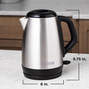 Kettle is 6 inches wide by 9.75 inches tall.