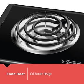 Even heat. Coil burner design.