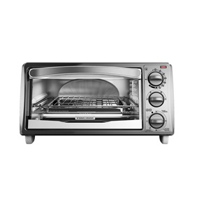 black+decker 4-slice countertop toaster oven, stainless steel silver  to1322sbd 