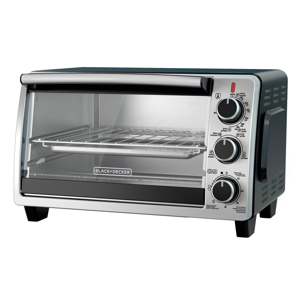 BLACK+DECKER TO1787SS 1500W Crisp 'N Bake Air Fry 4-Slice Toaster Oven -  Silver