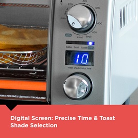Digital Screen. Precise time and toaste shade selection.