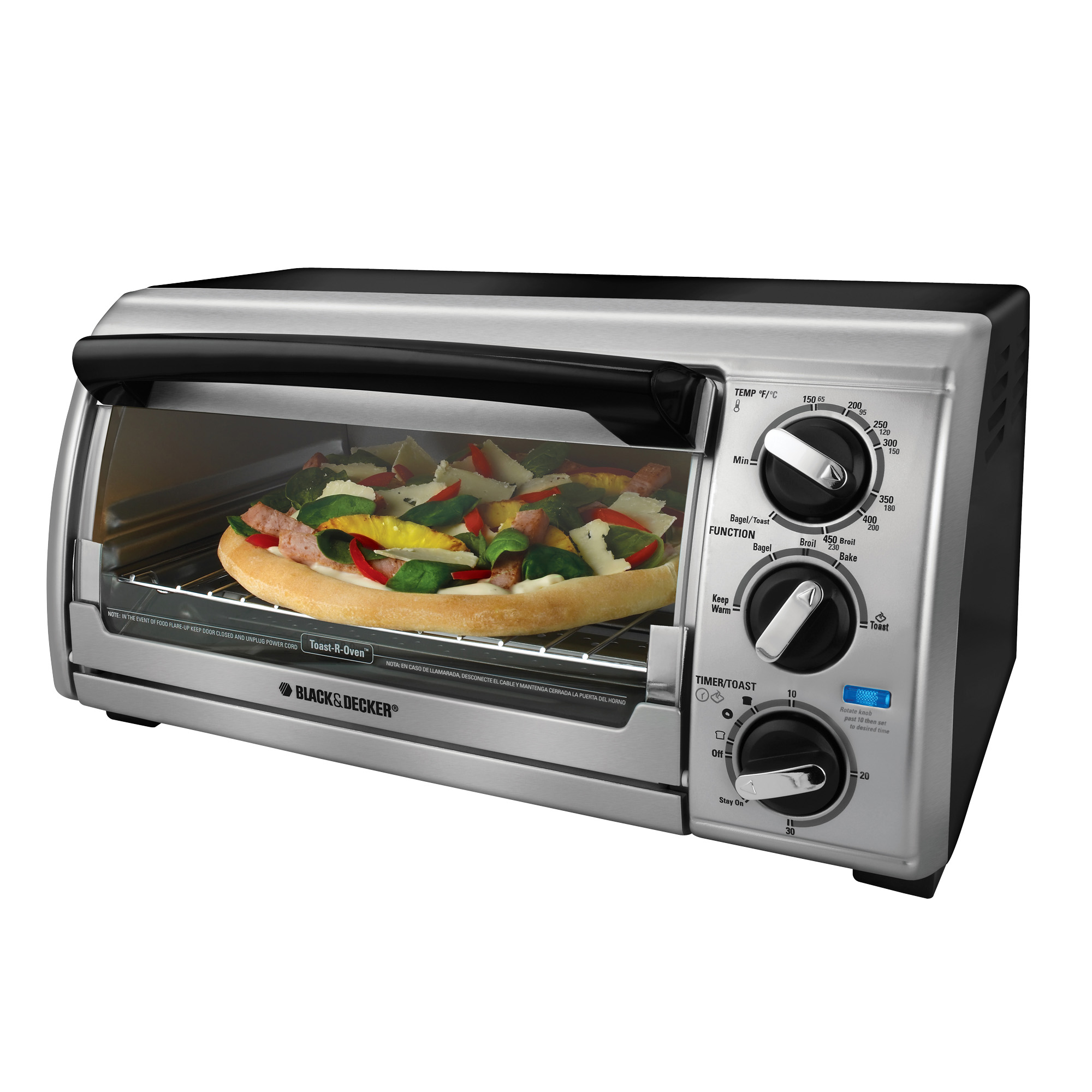 Tafole 1200-Watts 6-Slice Black Countertop Toaster Oven with Timer