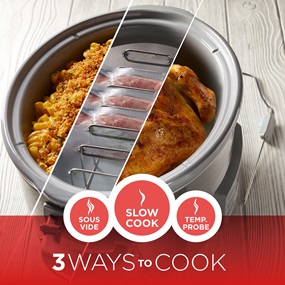 3 Ways to Cook Sous vide, slow cook and temperature probe.
