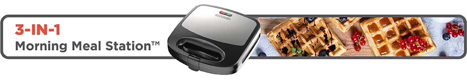 BLACK+DECKER 3-in-1 Morning Meal Station Waffle Maker, Grill, or