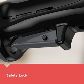 Knife is equipped with a safety lock.
