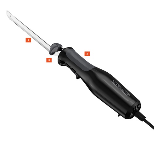 BLACK+DECKER EK500W 9 Inch Electric Carving Knife - White comfort grip