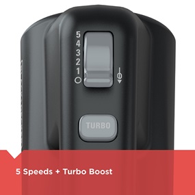 5-speed hand mixer has 5 speeds plus Turbo Boost - MX410B