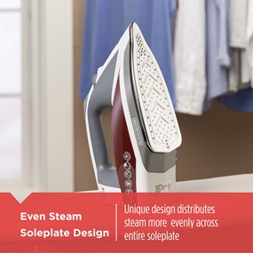 Even Steam Soleplate Design unique design distributes steam more evenly across entire soleplate