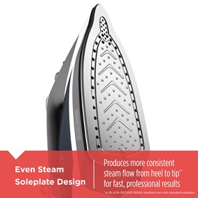 Even Steam Soleplate Design | Produces more consistent steam flow from heel to tip** for fast, professional results