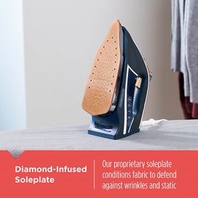 Elite Pro Series Steam Iron has a diamond-infused soleplate to defend against wrinkles and static - D3300