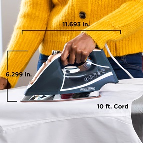 Elite Pro Series Steam Iron is 11.7 inches long and 6.3 inches high - D3300
