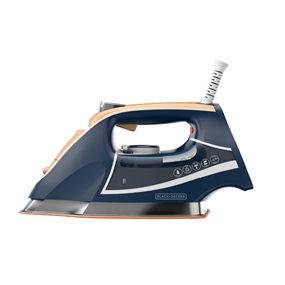 Side view of the Elite Pro Series Steam Iron in navy blue.