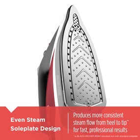 Even Steam Soleplate | Produces more consistent steam flow from heel to tip** for fast, professional results