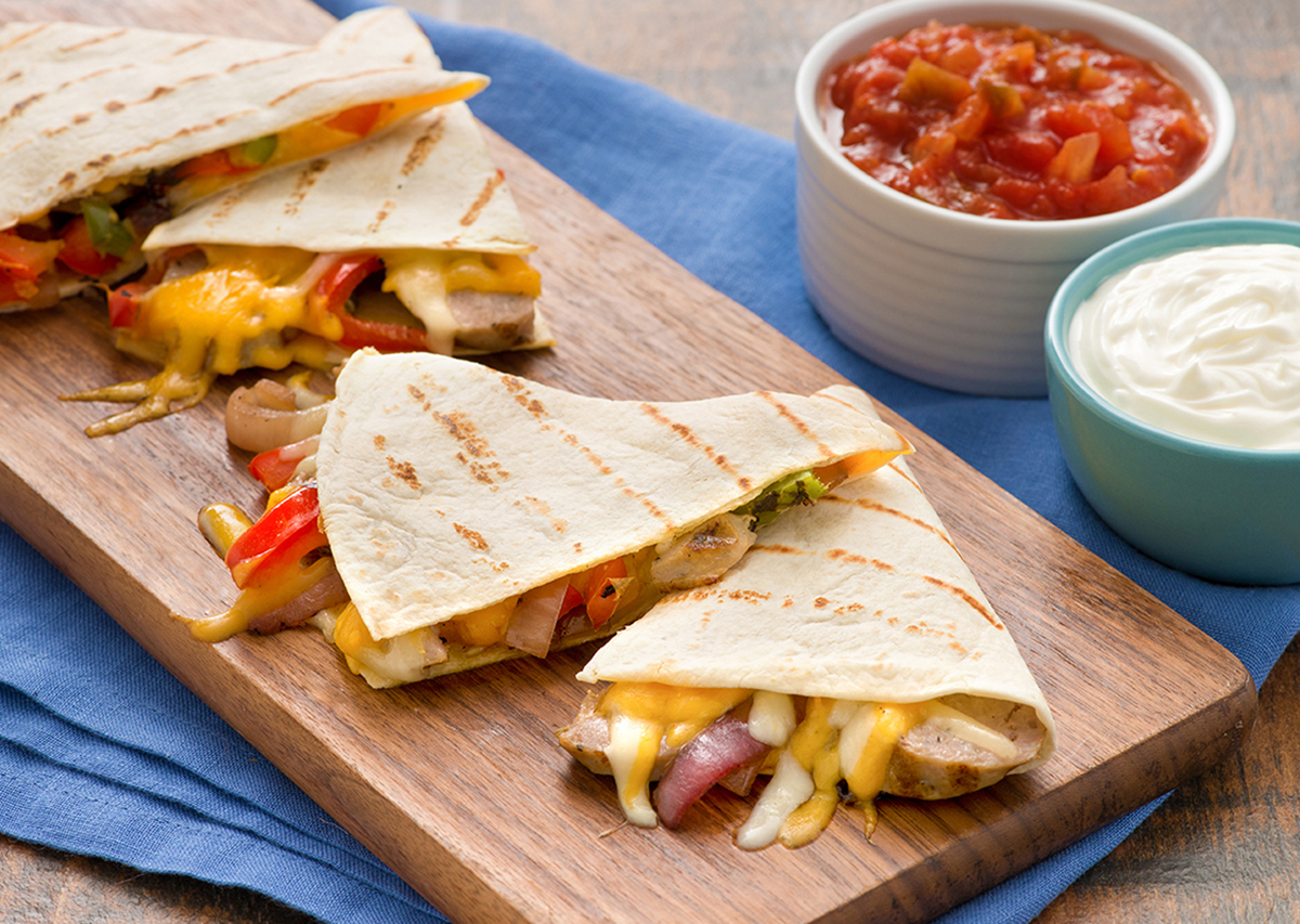 Grilled Sausage and Pepper Quesadillas