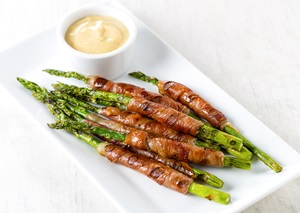 Prosciutto Wrapped Asparagus with Dijon Dipping Sauce