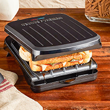 2-Serving Classic Plate Electric Indoor Grill and Panini Press - Black