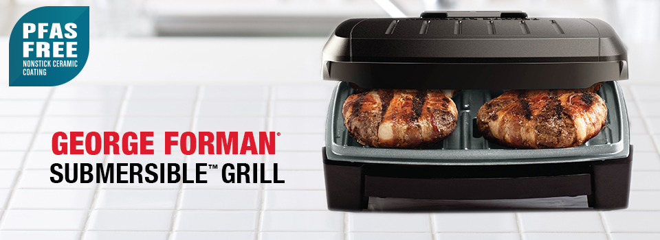 4-Serving George Foreman Submersible™ Grill - Silver Plates