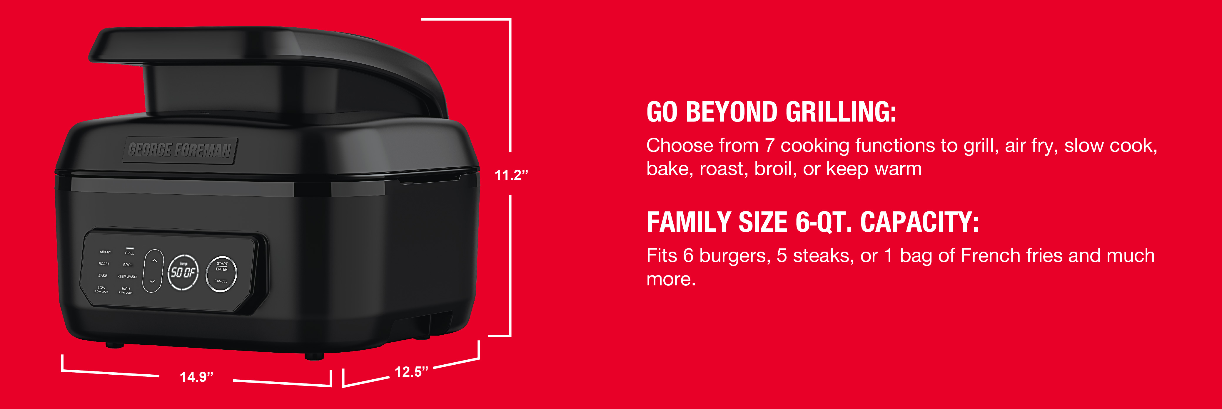 George Foreman Beyond Grill™ 7-in-1 Electric Indoor Grill and Air Fryer