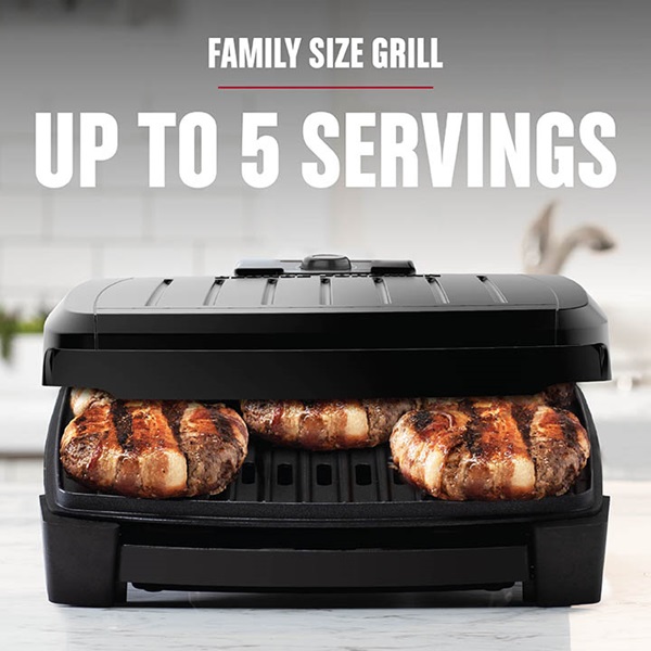 GEORGE FOREMAN® Contact Submersible™ Grill, 5-Serving Grill - Adjustable  Temperature Control, Black Plates, Wash the entire grill