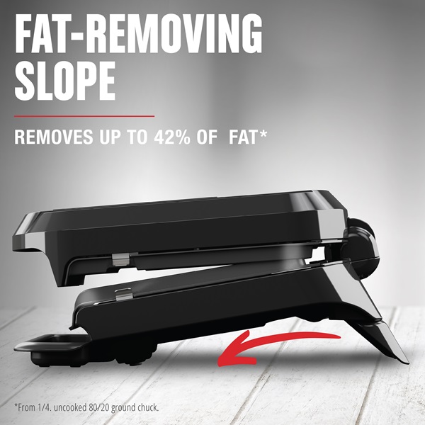 Removable Plate & Panini Grill with Fat-Removing Slope