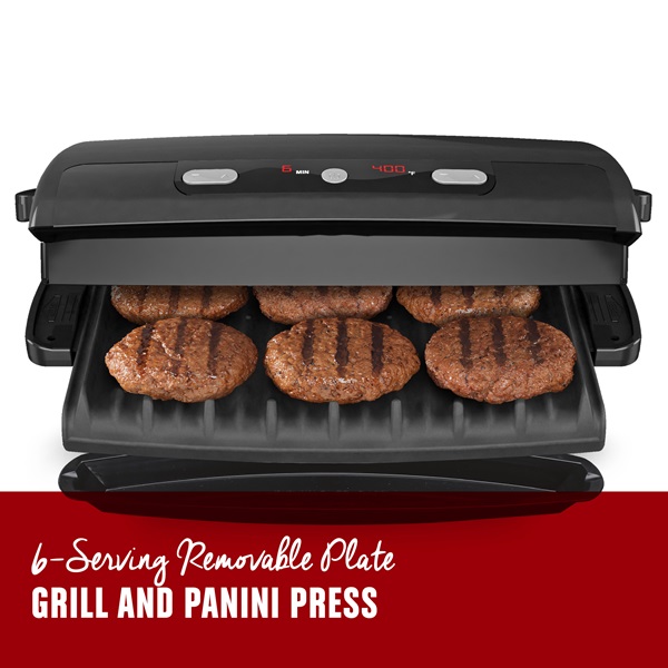 6-Serving Removable Plate Grill and Panini Press