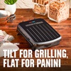 2-Serving Classic Plate Electric Indoor Grill and Panini Press, Black, GRS040B - Tilt for Grilling, Flat for Panini